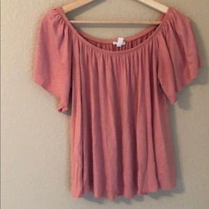 Dusty rose off the shoulder top
